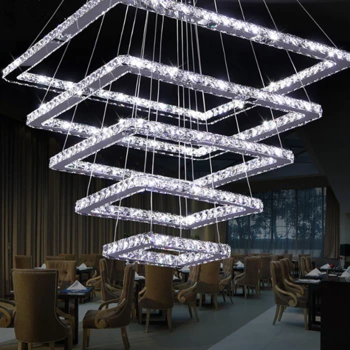 Five Tiers Modern Fashion Square LED Crystal Ceiling Pendant Light